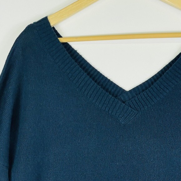 Prana Purple Tan Blue Striped Deep Plunge V-Neck Sweater Womens Sz Medium - Picture 2 of 7